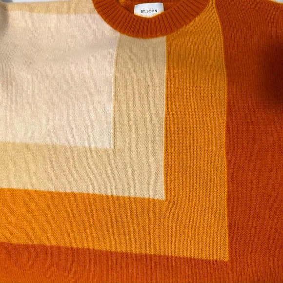St. John Cashmere Colorblock Crewneck Sweater luxury fine cashmere mod geometric - Picture 9 of 10